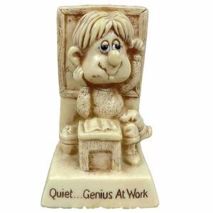 Vintage 80’s Russ Berrie Figurine Genius At Work Office Desk Decor Weight USA